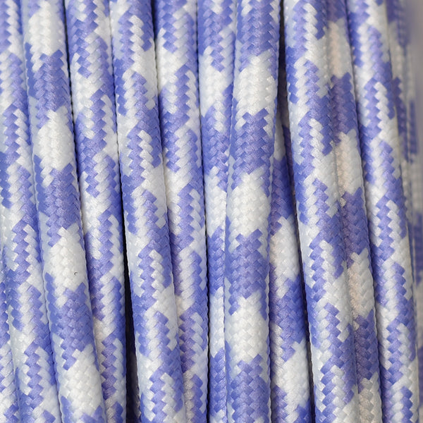 Round Fabric Cable | Houndstooth Lilac & White - Vendimia Lighting Co.