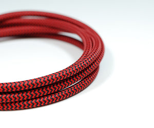 Fabric Cable | Round | Chevron Black & Red - Vendimia Lighting Co.