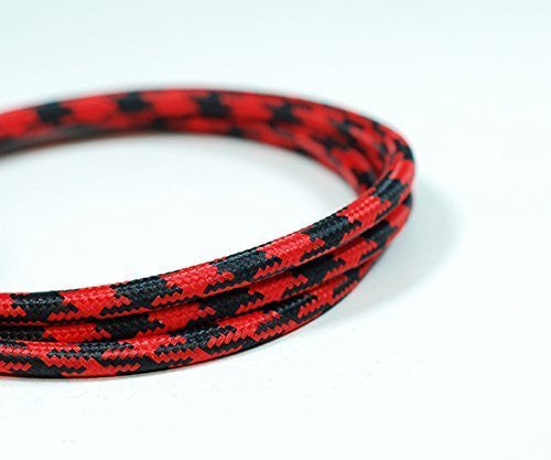 Round Fabric Cable | Houndstooth Black & Red - Vendimia Lighting Co.