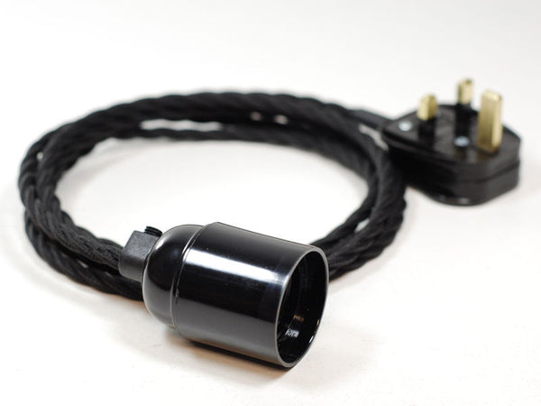 Plug-in Pendant | Twisted Fabric Cable | Jet Black - Vendimia Lighting Co.