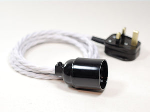 Plug-in Pendant | Twisted Fabric Cable | Brilliant White - Vendimia Lighting Co.