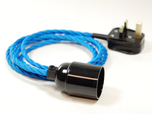 Plug-in Pendant | Twisted Fabric Cable | Azure Blue - Vendimia Lighting Co.