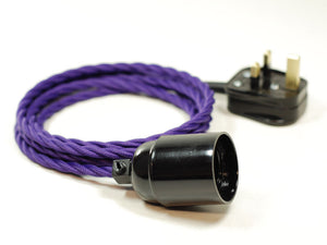 Plug-in Pendant | Twisted Fabric Cable | Imperial Purple - Vendimia Lighting Co.