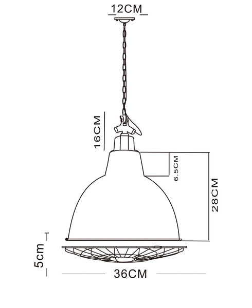 Ceiling Pendant | XL Domed & Grill | Dove Grey - Vendimia Lighting Co.
