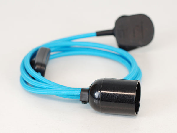 Plug-in Pendant | Round Fabric Cable | Aquarius Blue - Vendimia Lighting Co.