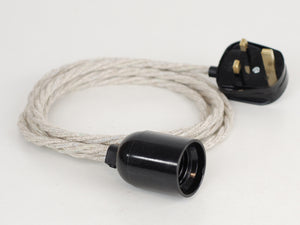 Plug-in Pendant | Twisted Fabric Cable | Cream Linen - Vendimia Lighting Co.
