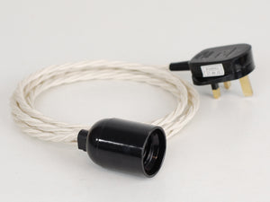 Plug-in Pendant | Twisted Fabric Cable | Winter White - Vendimia Lighting Co.