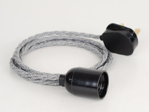 Plug-in Pendant | Twisted Fabric Cable | Grey Marl - Vendimia Lighting Co.