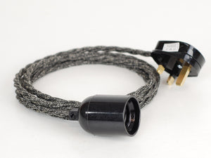 Plug-in Pendant | Twisted Fabric Cable | Black Marl - Vendimia Lighting Co.